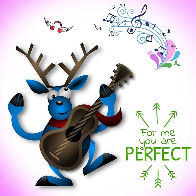 Free funny deer stag playing the guitar illustration