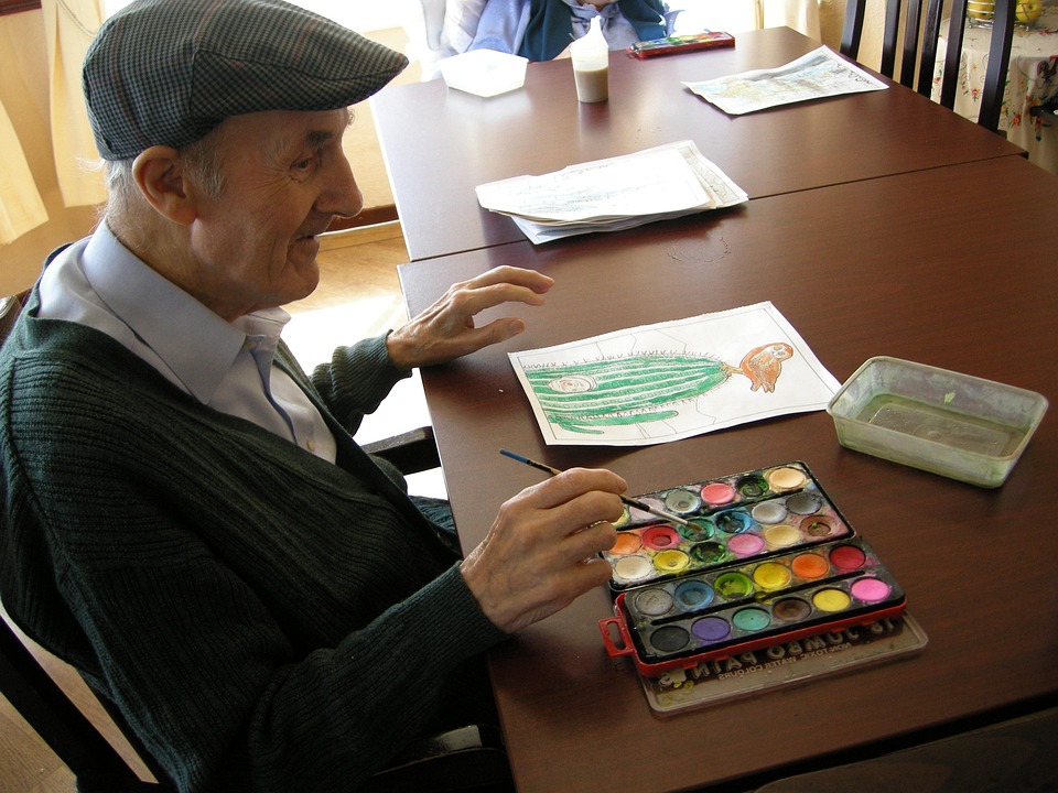 Aquarelle, Old Man, People, Home, Retired, Drawing