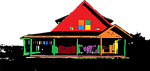 farm house, house, christmas tree