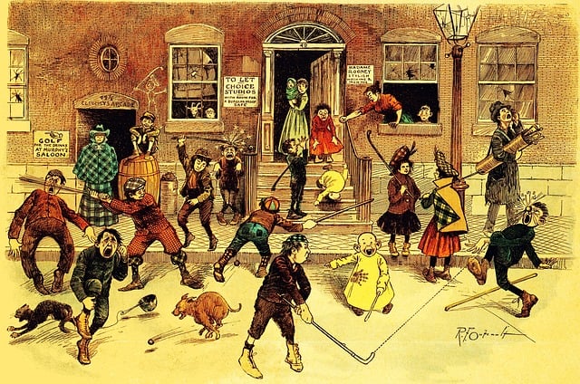 Free comics golf street illustration