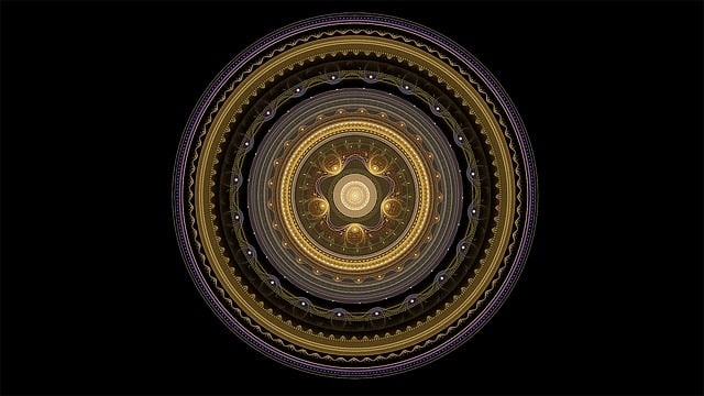 Free fractal mandala gold illustration