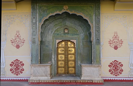 Dør, Palads, Rajasthan, Indien, Guld