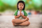 little girl, praying, people