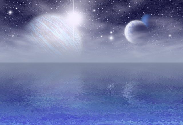 Free blue planets fantasy illustration