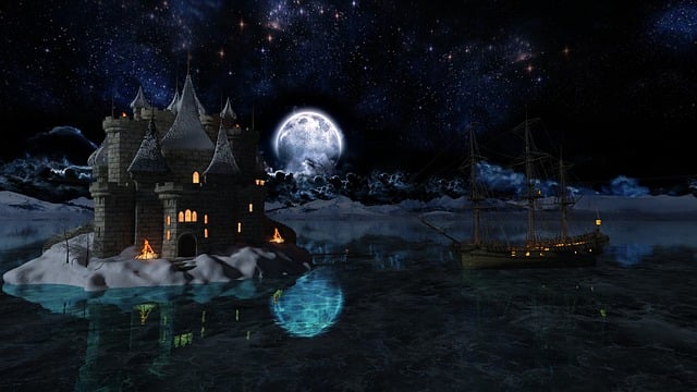 Free night castle lighting illustration