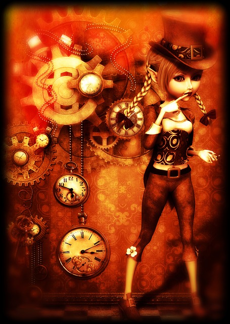Free girl steampunk vintage illustration