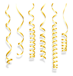 streamers, fun, gold