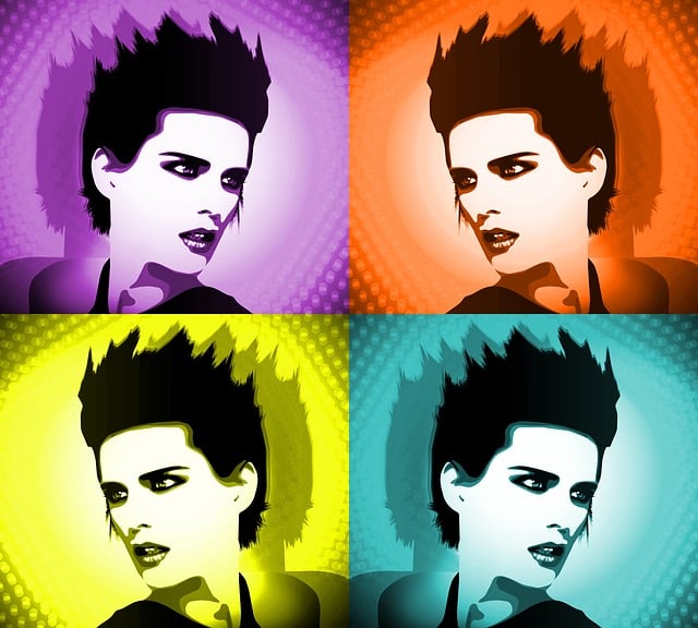 Free popart head woman illustration