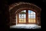 window, recess, clouds