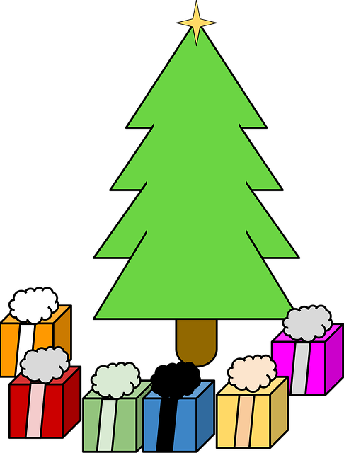 Free pine tree christmas gifts vector