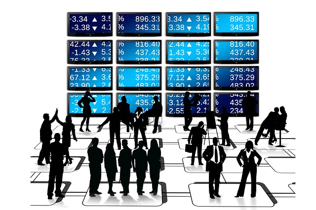 Free business people silhouettes stock exchange illustration