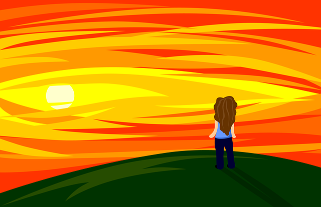 Free sunset girl loneliness illustration