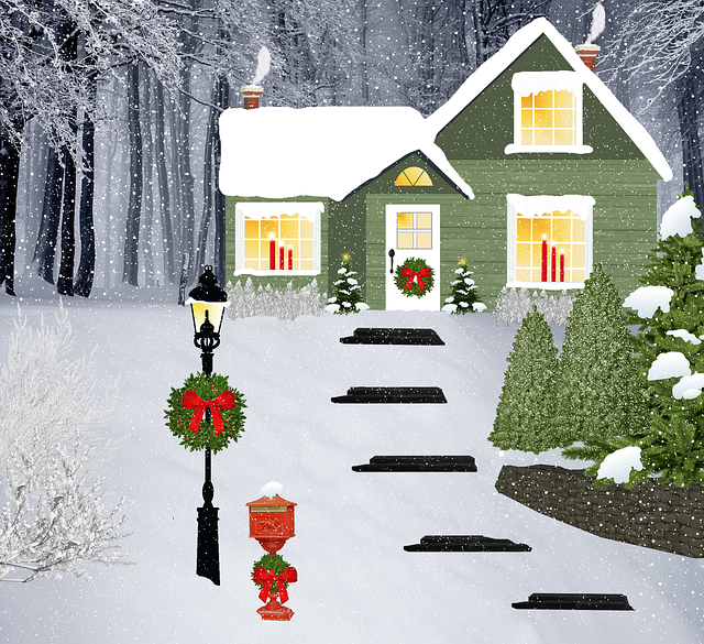 Free winter house winter landscape illustration