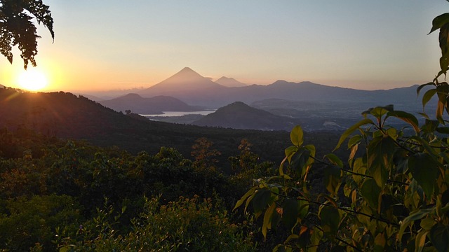 Atardecer, Volcán, Paisaje, Montaña
