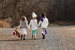 christmas, sisters, walking