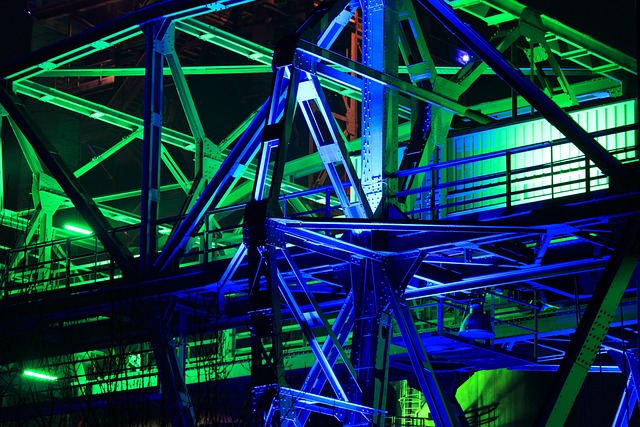 germany, duisburg, landschaftpark, steelwork, industry, industrial, steel, iron, blast furnace, evening, illumination, colorful, crane, bridge, steelwork, steelwork, steelwork, steelwork, steelwork