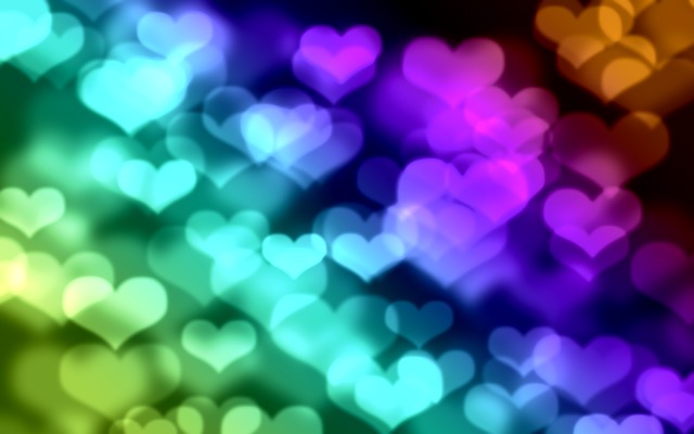 Free bokeh hearts blue illustration