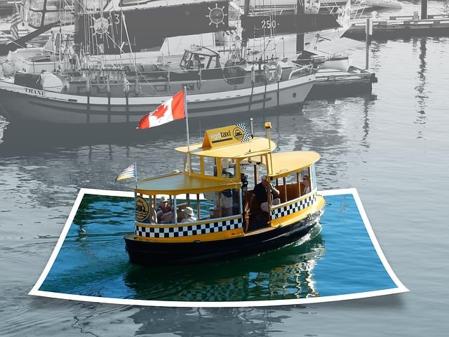 Free boat harbor ferry polaroid illustration