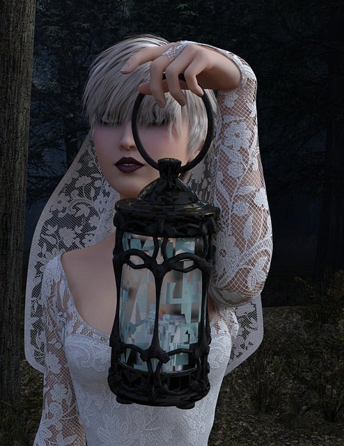 Free woman lamp bride illustration