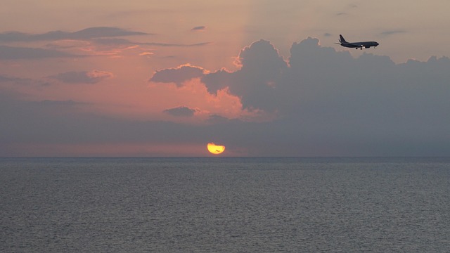 Caribe, Mar, Atardecer, Avión, Viaje