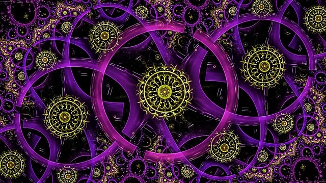 Free fractal neon rings illustration