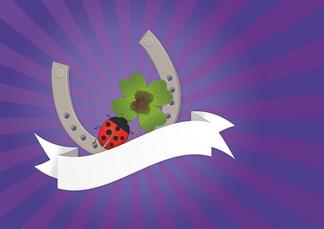 Free four leaf clover horseshoe ladybug vector