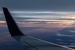 airplane, sunset, sky