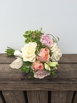 peach and cream, bouquet, wedding