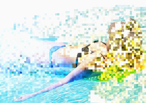 Femeie, Apă, Piscina, Colaj