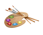 paint, brushes, the palette