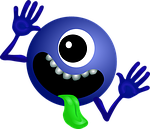 alien, dark blue, smiley