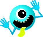 alien, light blue, smiley