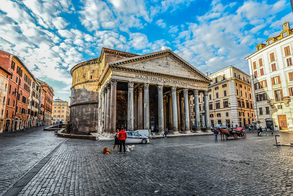 Roma, Pantheon, Piazza, Rotonda, Langit, Kuda, Gerbong