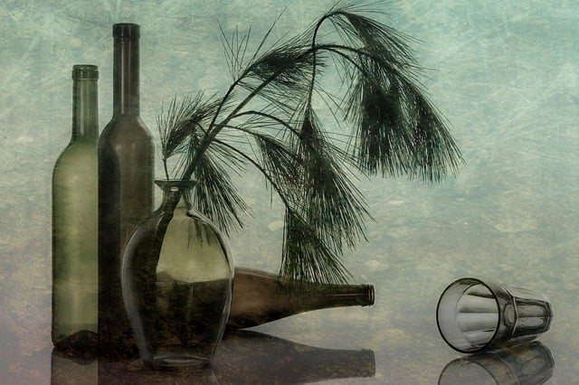 Free bottles still life after party illustration