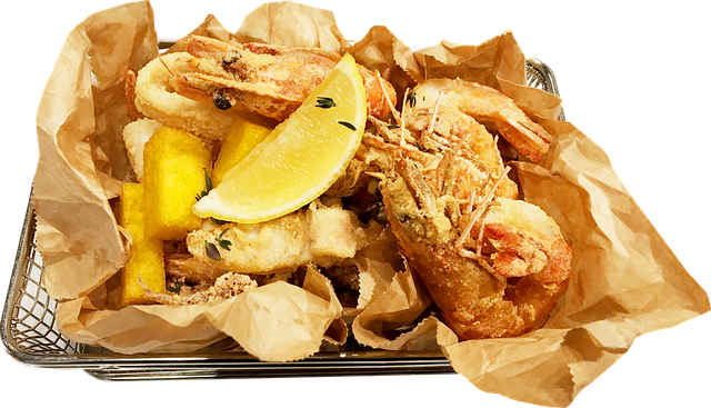 food, fried dishes, shrimp tempura, crunchy fries