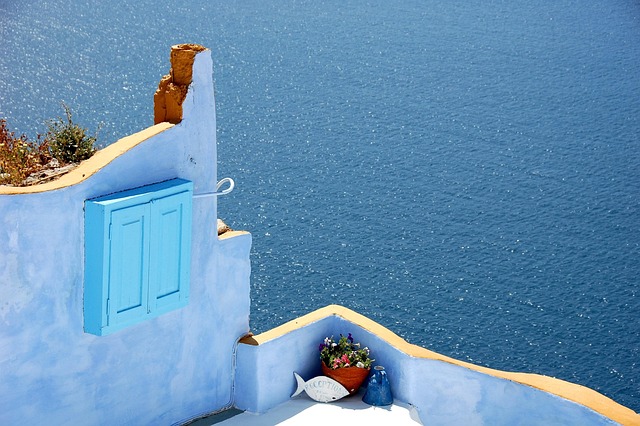Santorini, blue, island and color — photo by cecilevanmeensel