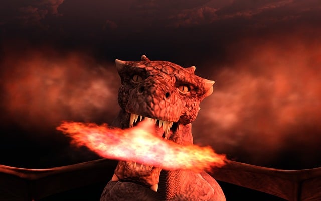 Free dragon fire fire kite illustration