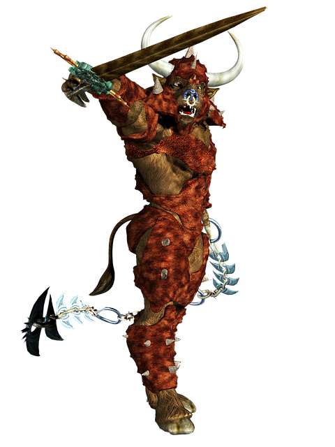 Free minotaur sword armor illustration