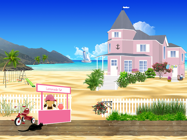 Download free HD stock image of House Pink Free house pink black cat illustration