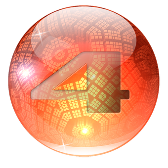 Ícone, 3D, Copo, Laranja, Quatro, Número