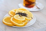 saucer, fruit, citrus