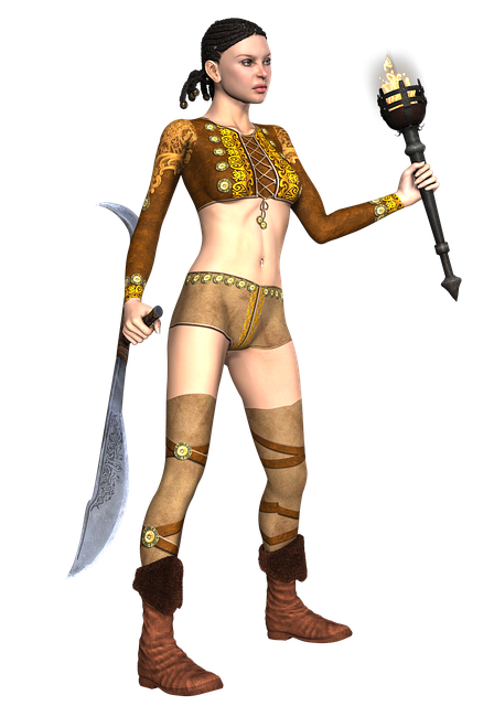 Free girl warrior weapon illustration