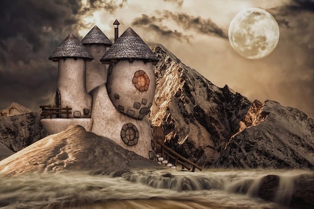 Free house fantasy landscape illustration