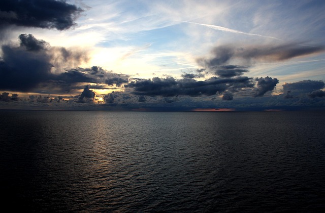Mar, Cielo, Oscuridad, Nubes, Agua