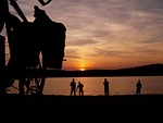 bike, reservoir, sunset