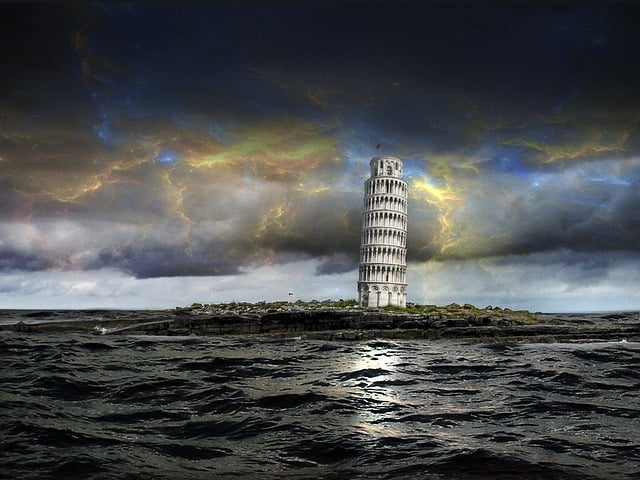 Free pisa leaning tower global warming illustration