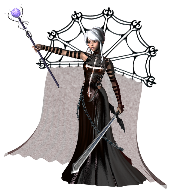 Free girl warrior sword illustration