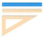 the ruler, setsquare, centimeter