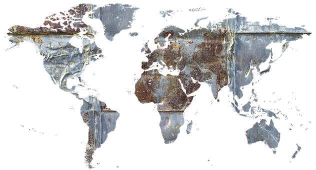 金属, さび, 古い, ファサード, 世界の地図, 地球, グローバル, 大陸