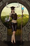 horned woman, woman, female